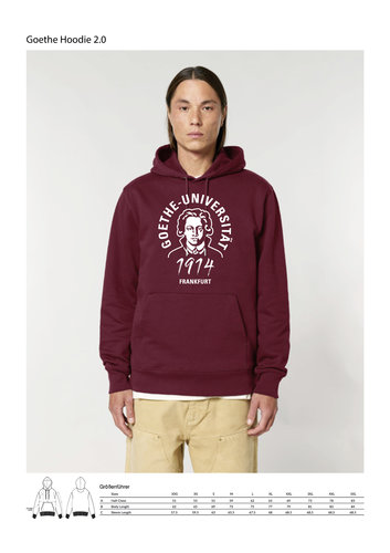 Hoodie Bio-Baumwolle "1914" Burgund Unisex