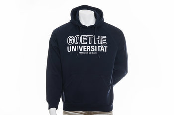 Dunkelblauer Bio-Hoodie Unisex Letter Goethe Universität Frankfurt